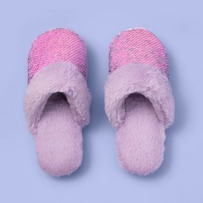 Girls' Sammie Flip Sequin Scuff Slippers - More Than Magic™ Violet 6 Girls' Sammie Flip Sequin Scuff Slippers - More Than Magic™ Violet - Image 4